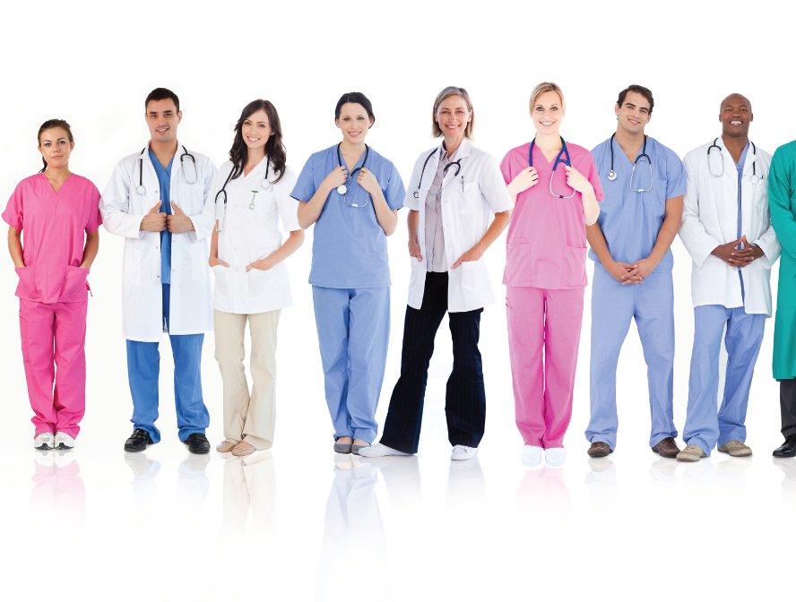 Who works in a hospital?